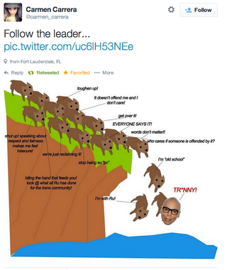Illustration for article titled Carmen Carrera Compares RuPaul and Trans Slur Users to Lemmings